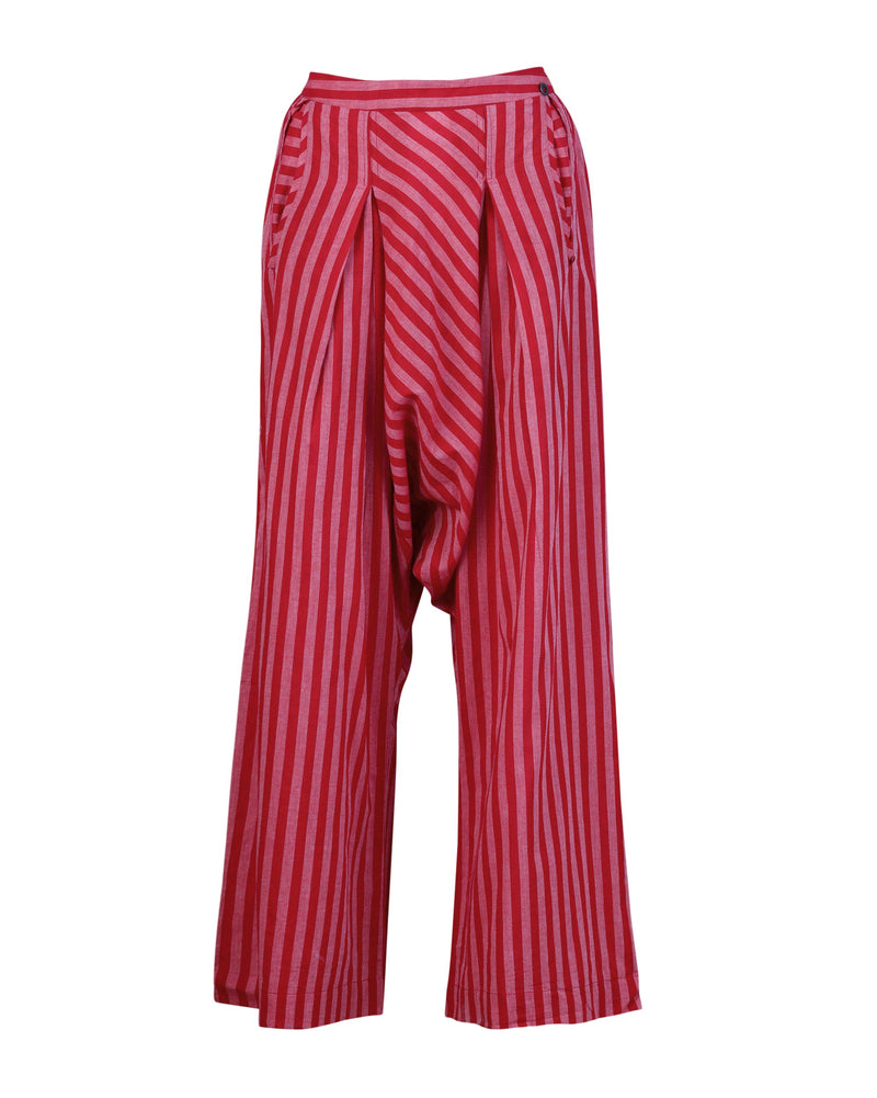 Wide Leg Stripe Drop Crotch Pants