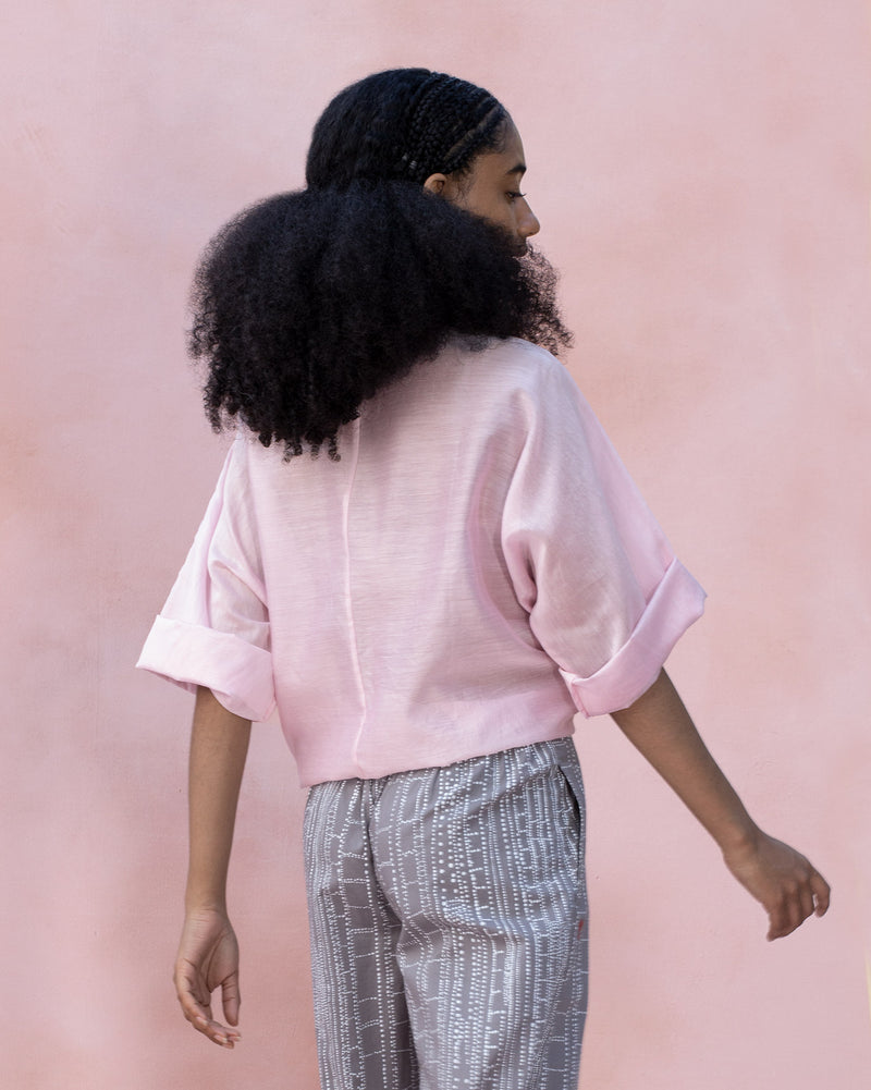V-Neck Front Knot Top - Pink