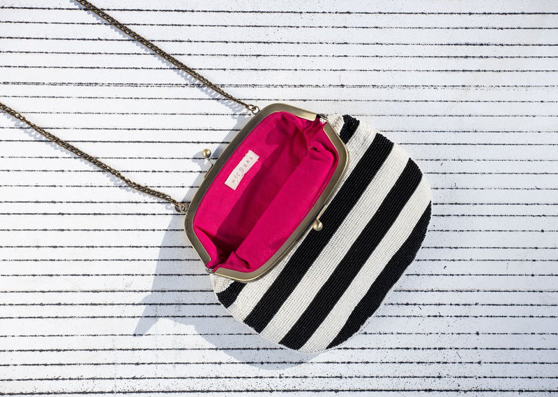 Sling Bag - Black & White Stripes