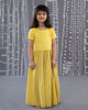 Little Double Yoke Stripe Dress - Yellow & Grey