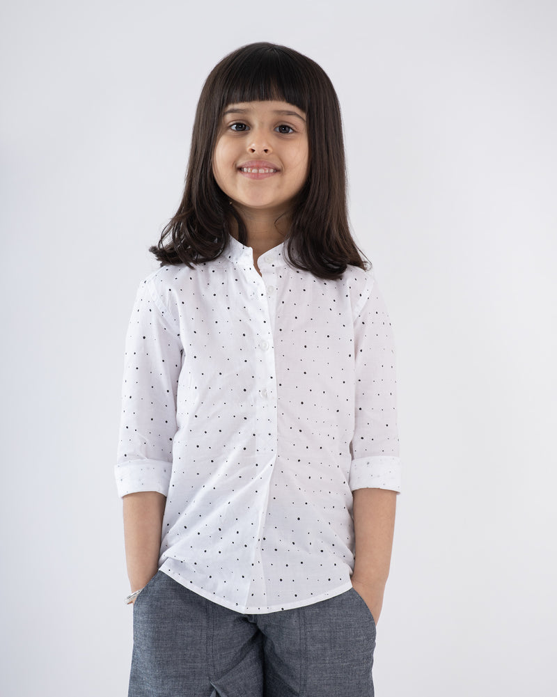 Little Mandarin Collar Top - White & Black