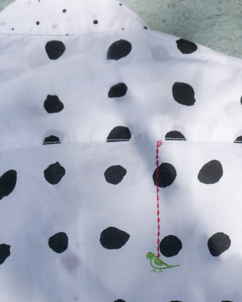 Little Mandarin Collar Top - White & Black