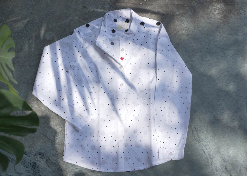 Little Mandarin Collar Top - White & Black