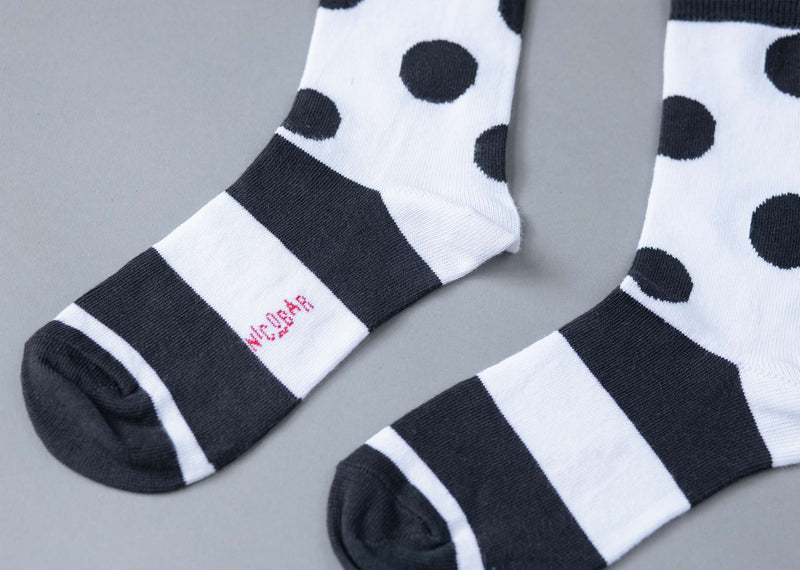 Dot & Stripe Socks - Black & White