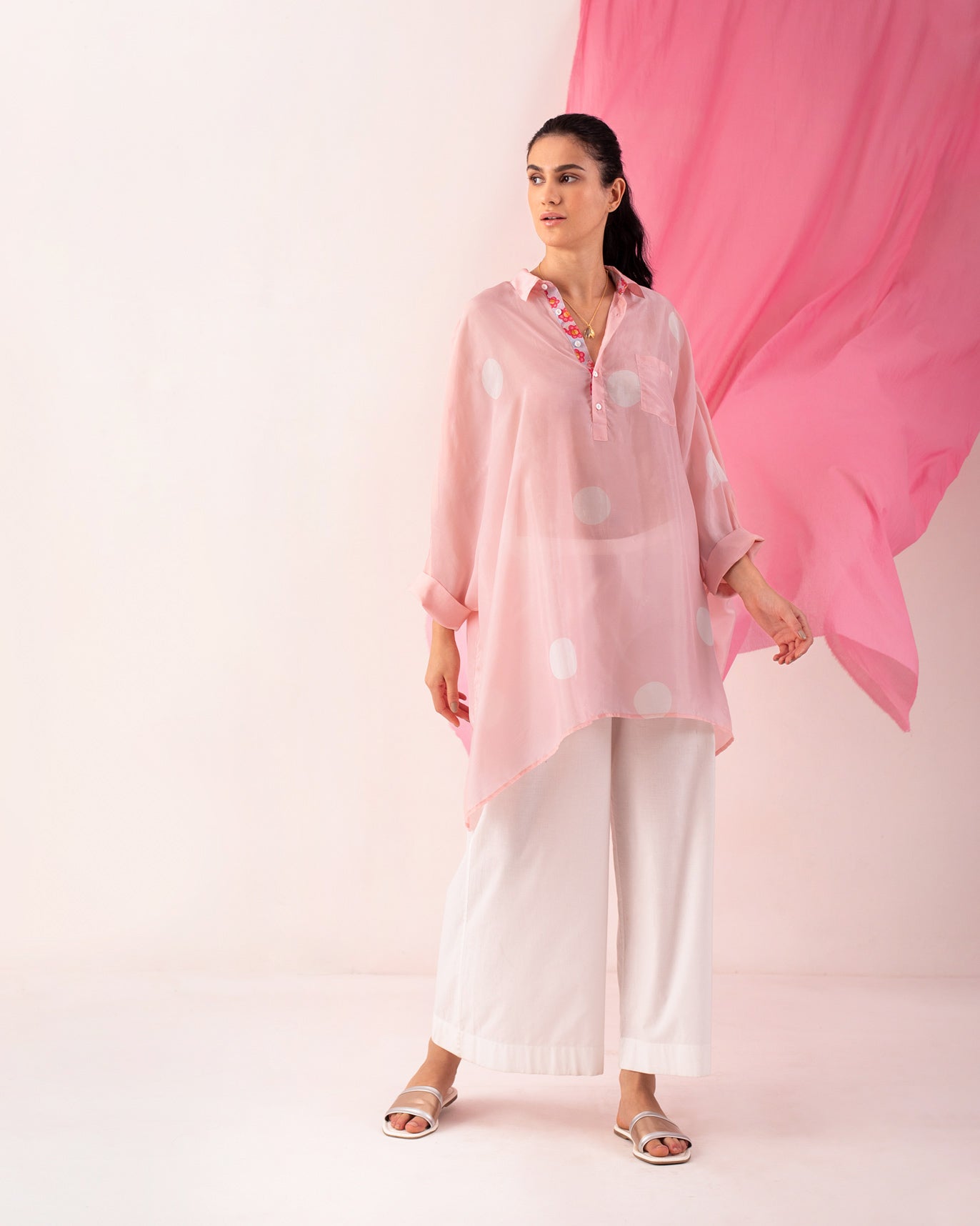 Patch Pocket Shirt - Pink & White