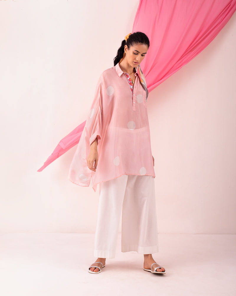 Patch Pocket Shirt - Pink & White