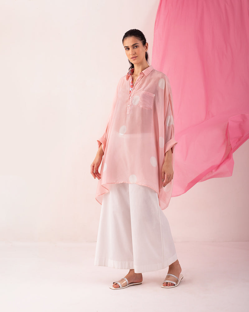 Patch Pocket Shirt - Pink & White