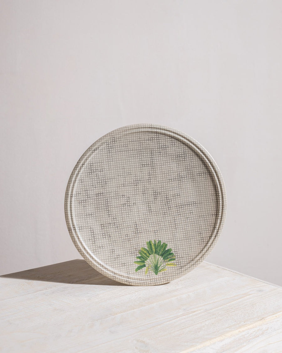 The plate standing on its edge