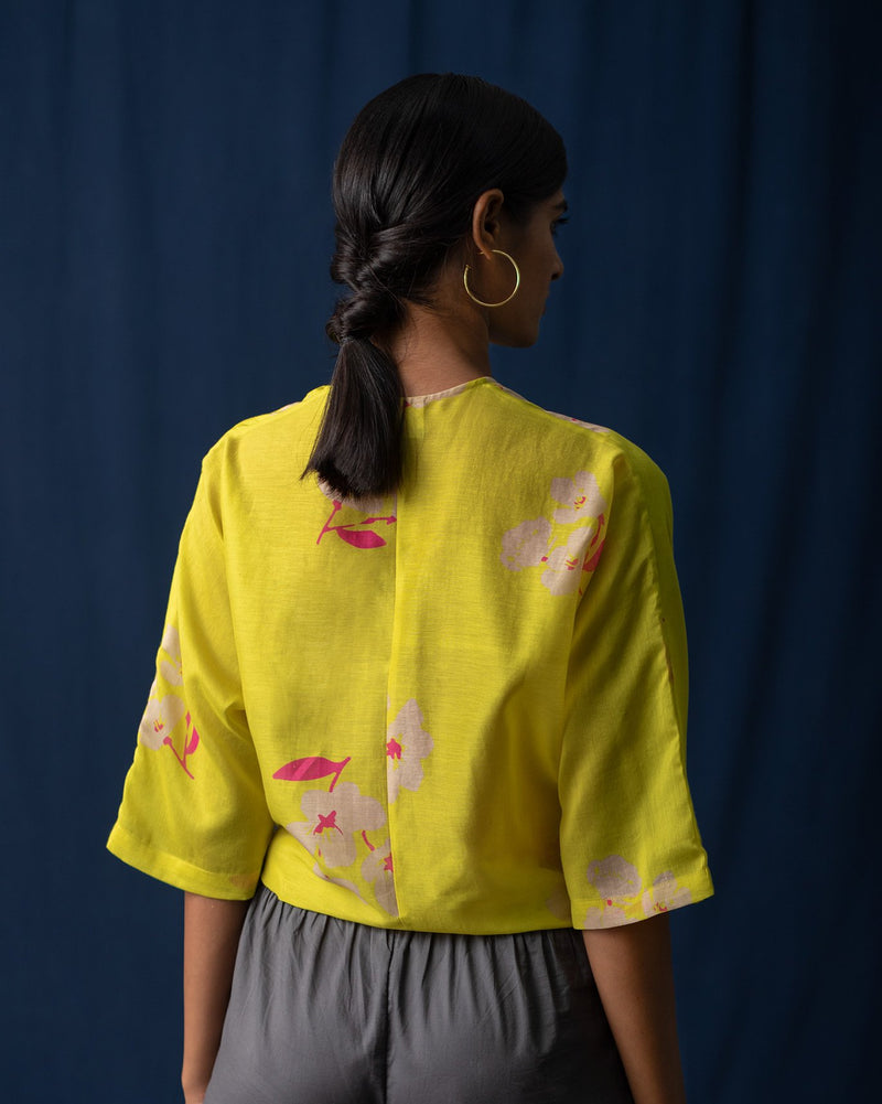 V-Neck Front Knot Top - Lime