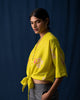 V-Neck Front Knot Top - Lime