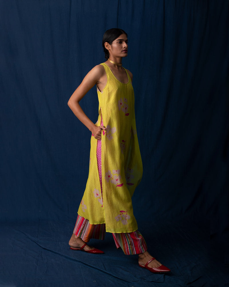 Double Layer Kurta - Lime