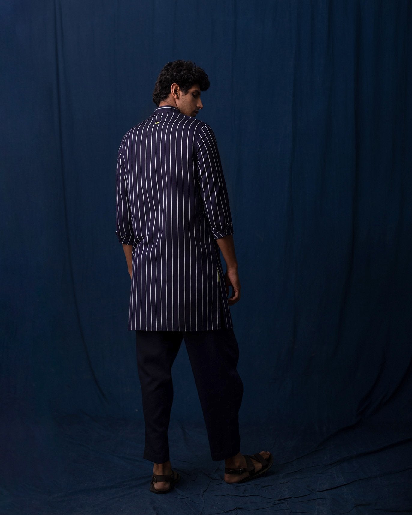 Rey Stripe Kurta - Navy & Grey