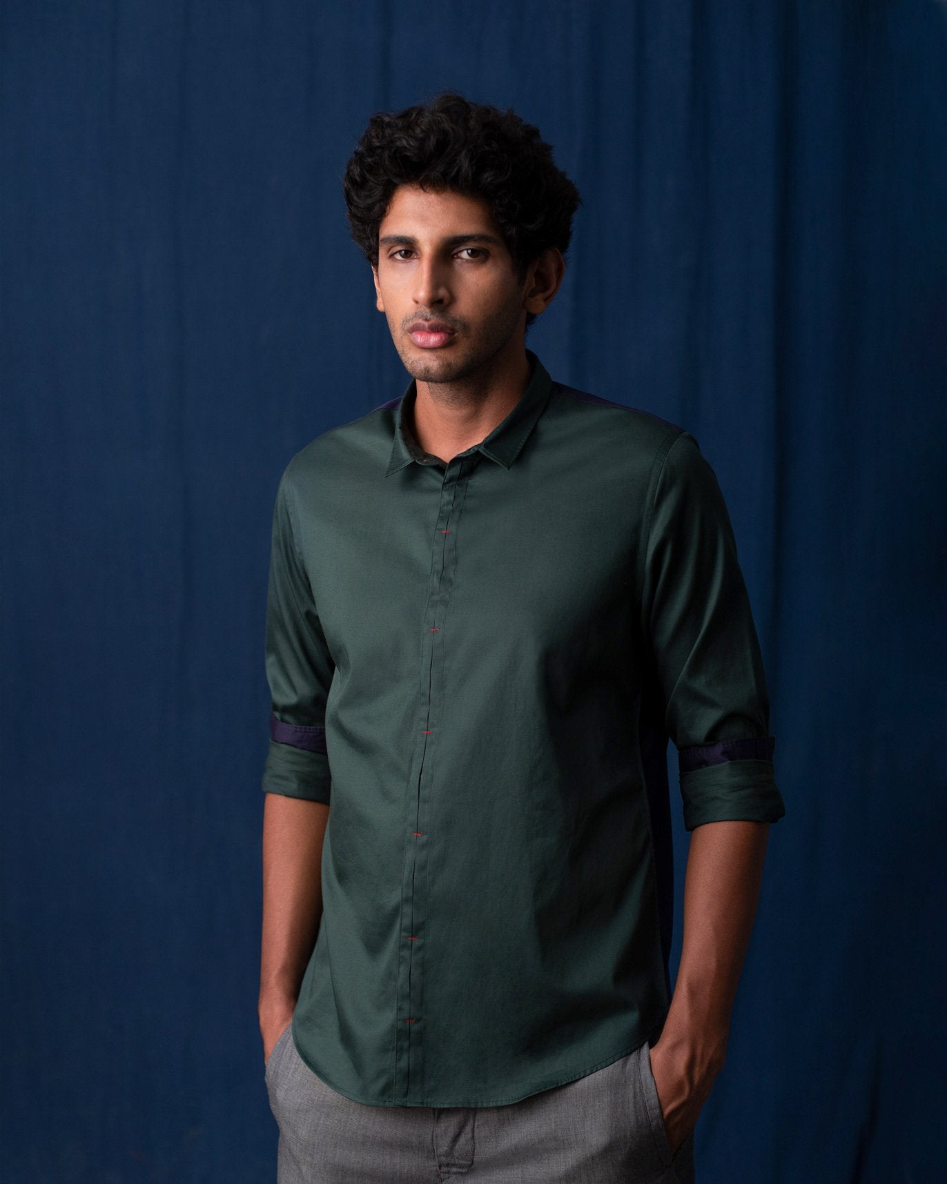 Pleated Placket Shirt - Green
