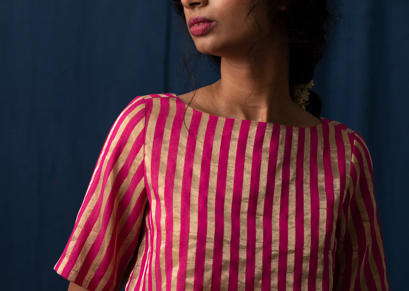Afterglow Blouse - Fuchsia and Gold