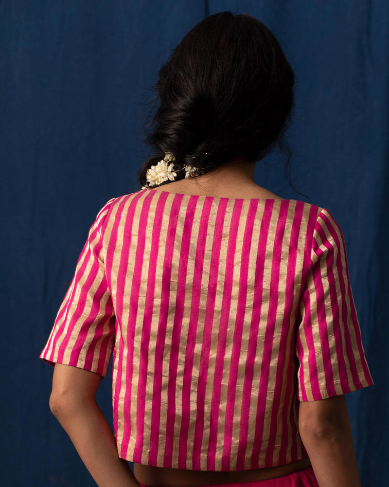 Afterglow Blouse - Fuchsia and Gold