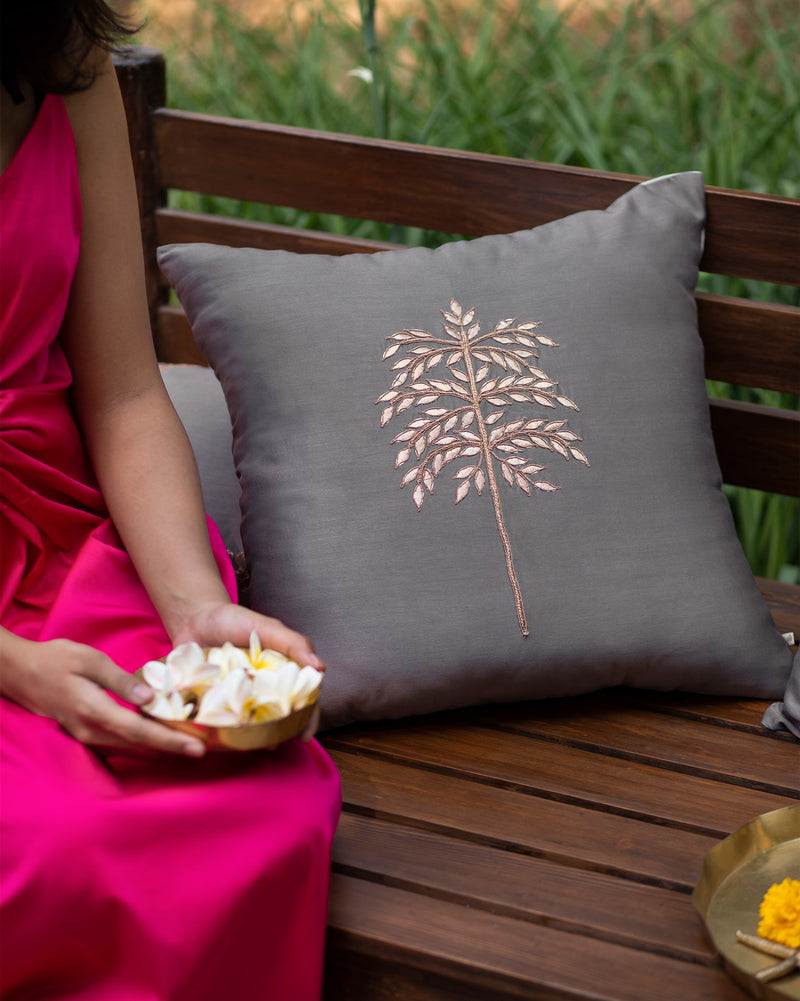 Vriksh Cushion Cover - Soft grey