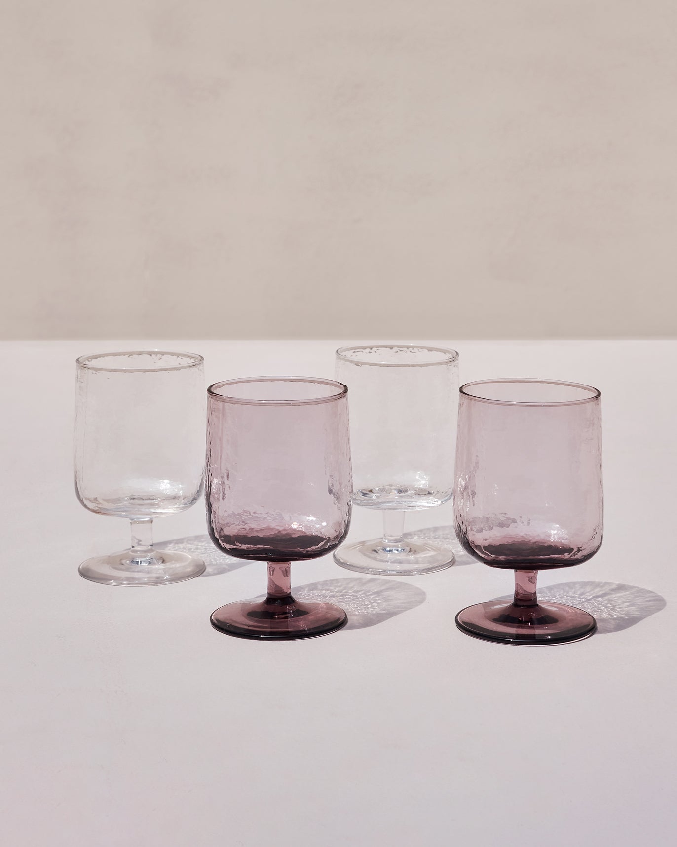 Marina Wine Goblet - Clear & Amethyst (Set of 4)