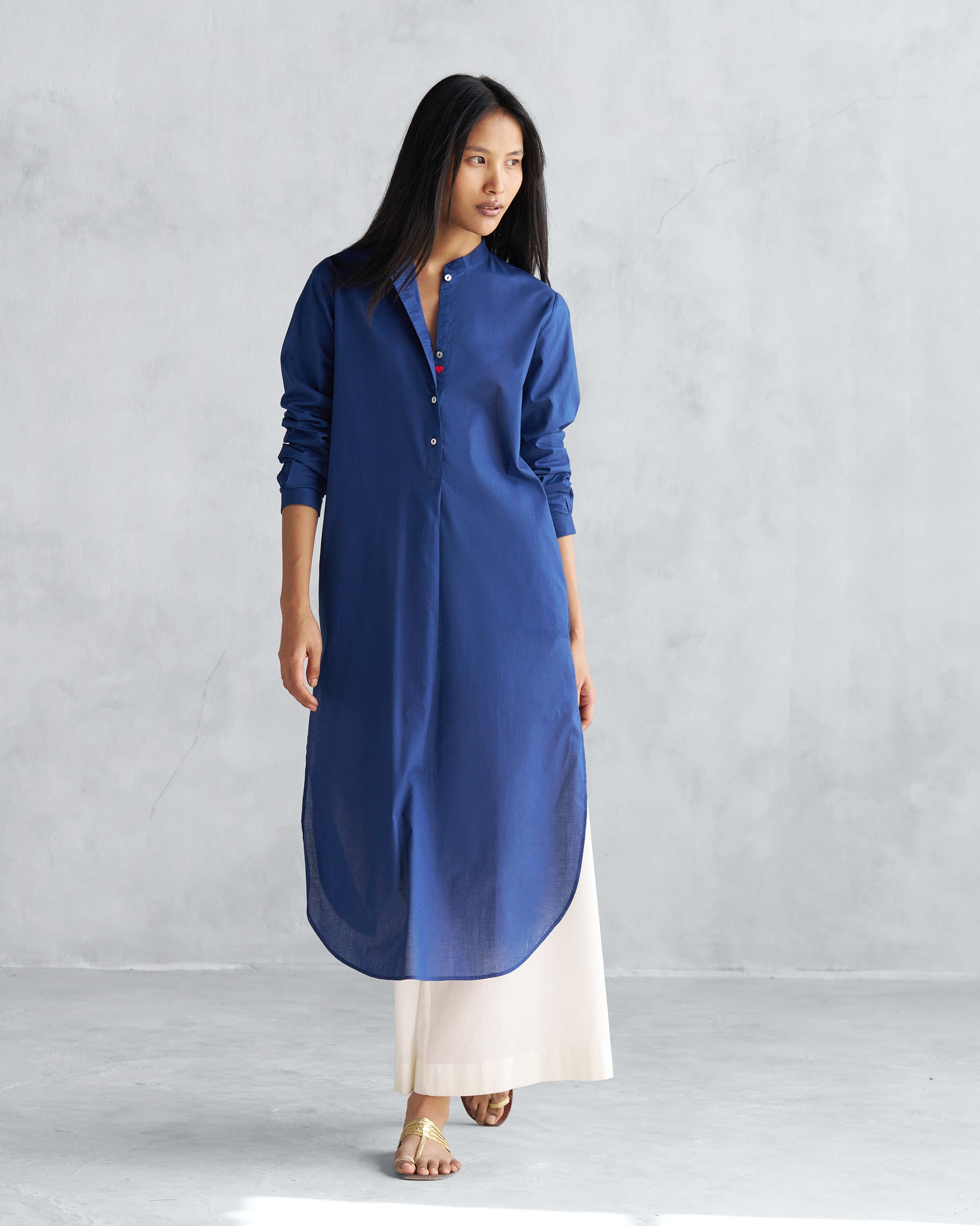 Basic Long Length Kurta - Blue