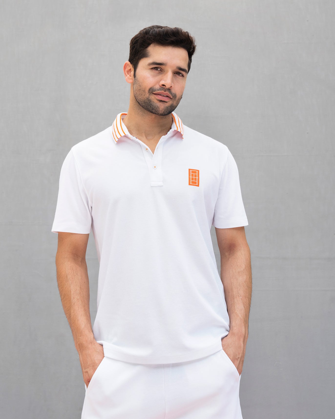 Nico Tennis Polo T-shirt - White & Orange