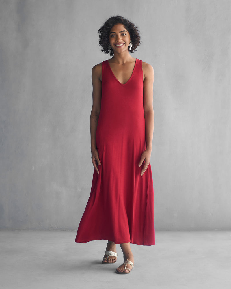 Burma Crossover Dress - Red