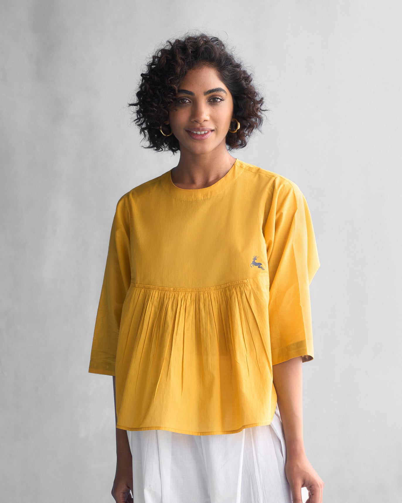 Bougainvillea Sleeve Top - Ochre