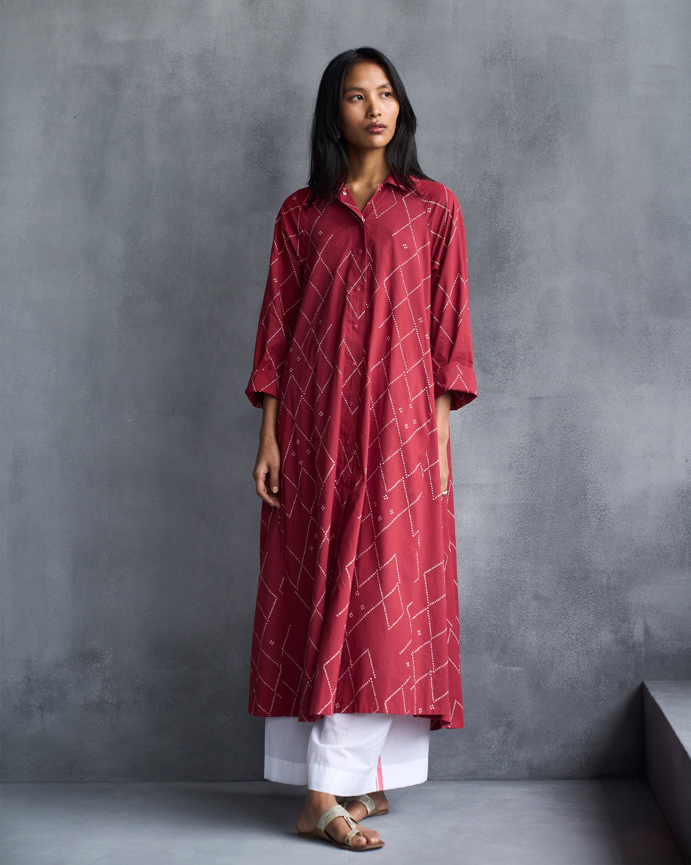 Panelled Kurta - Red