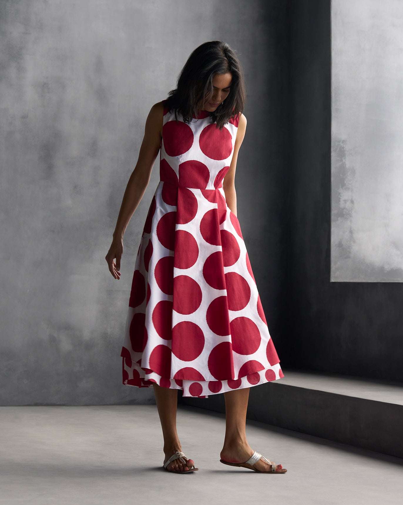 Tapas Layered Dress - Red & White