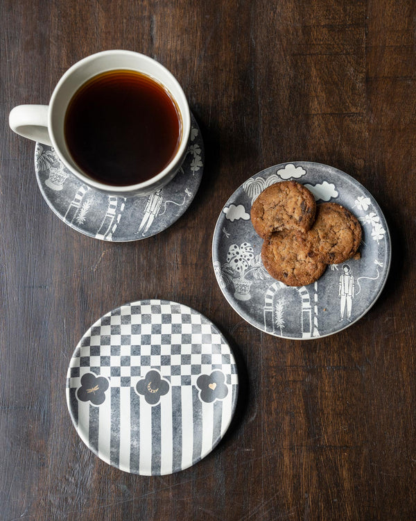 Plates in use with coffee