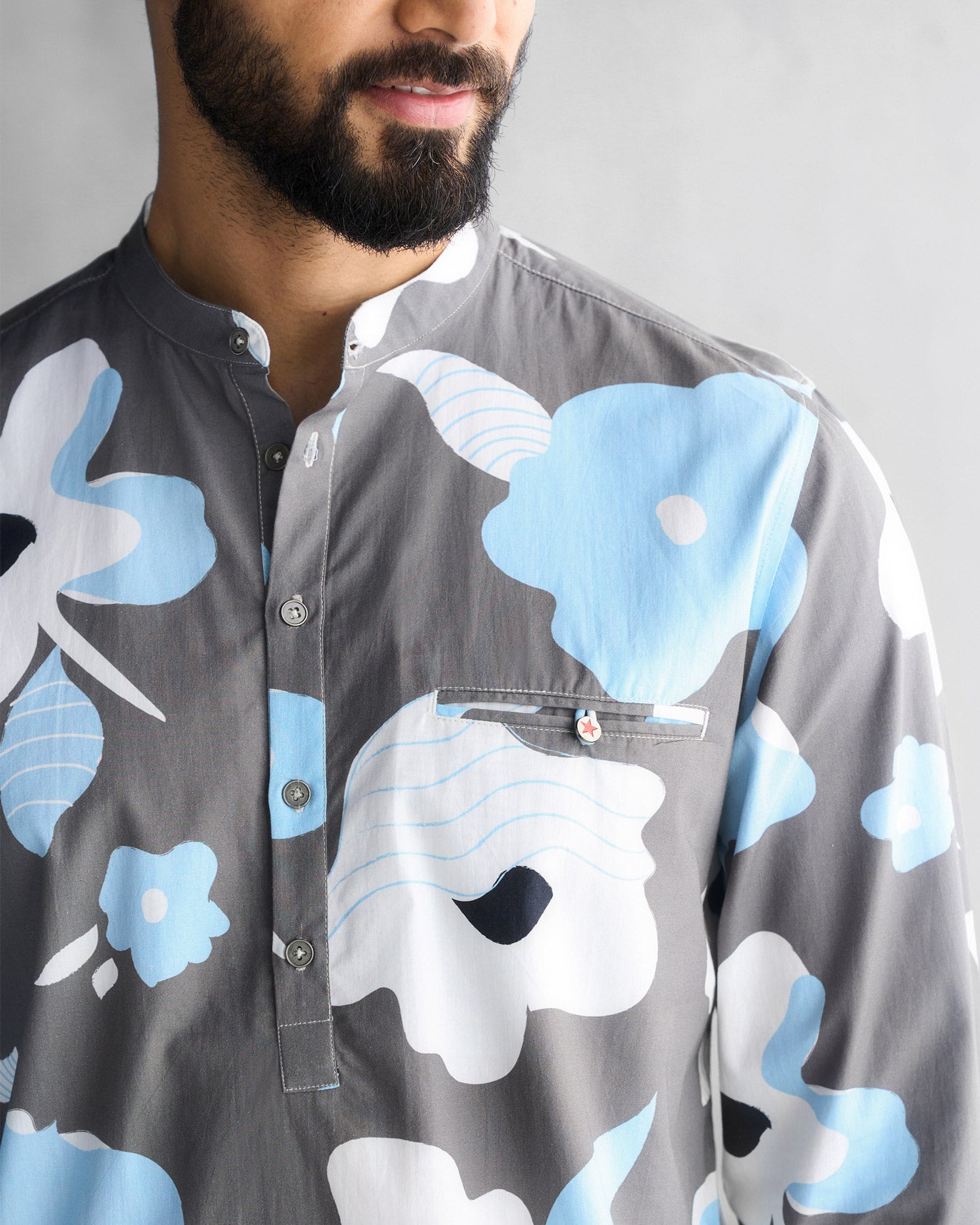 Pondicherry Shirt - Grey & Blue