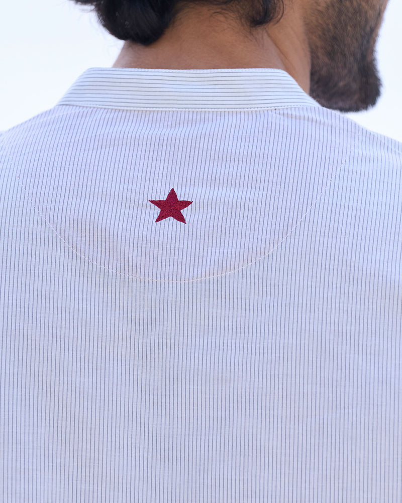 Side Panel Shirt - Ivory & Charcoal
