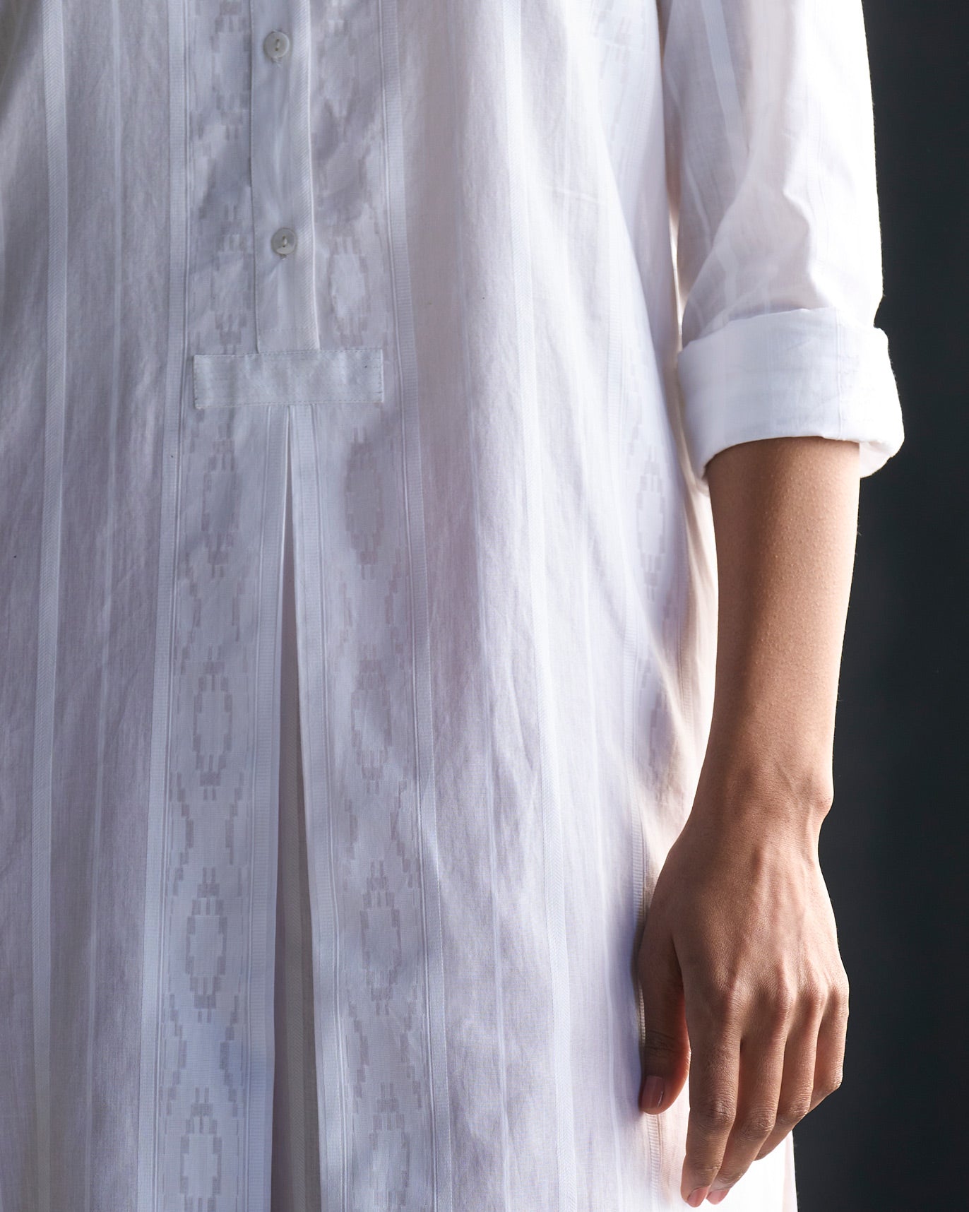 Mandarin Collar Kurta - White