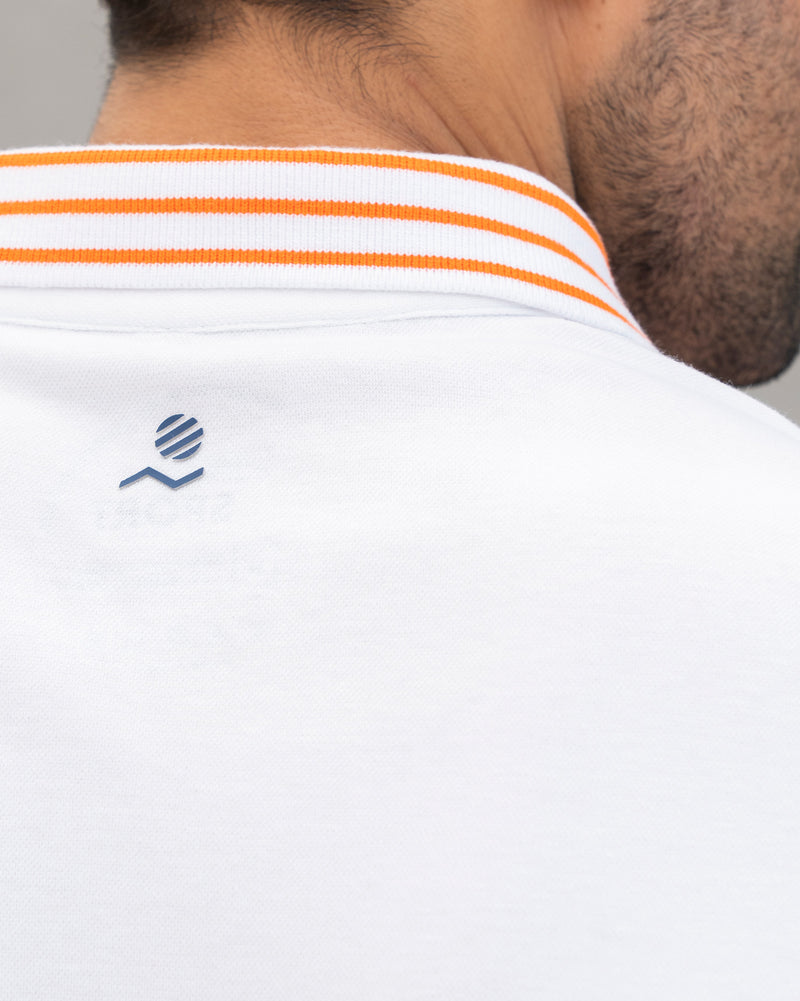 Nico Tennis Polo T-shirt - White & Orange