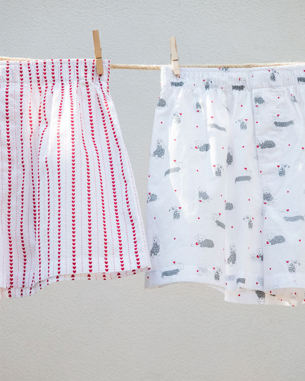 Puppies with Tiny Hearts Boxers - Grey & Red