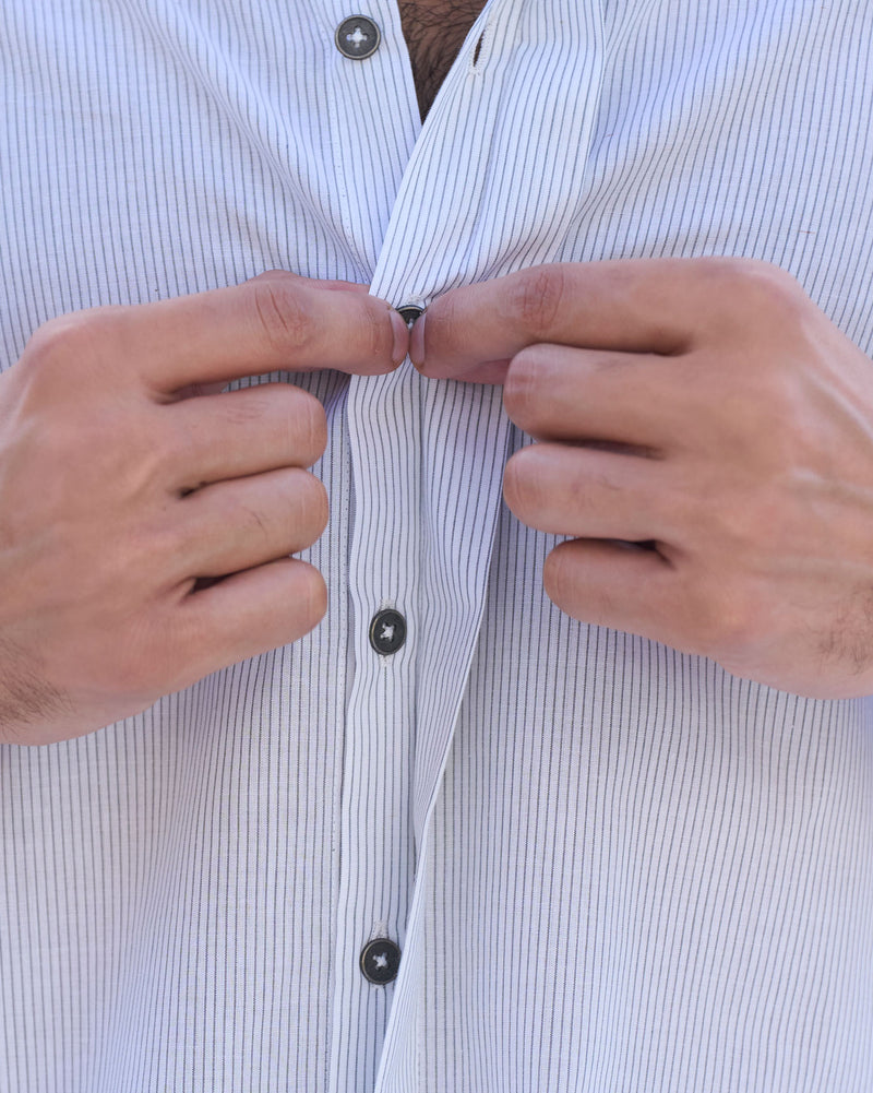 Side Panel Shirt - Ivory & Charcoal