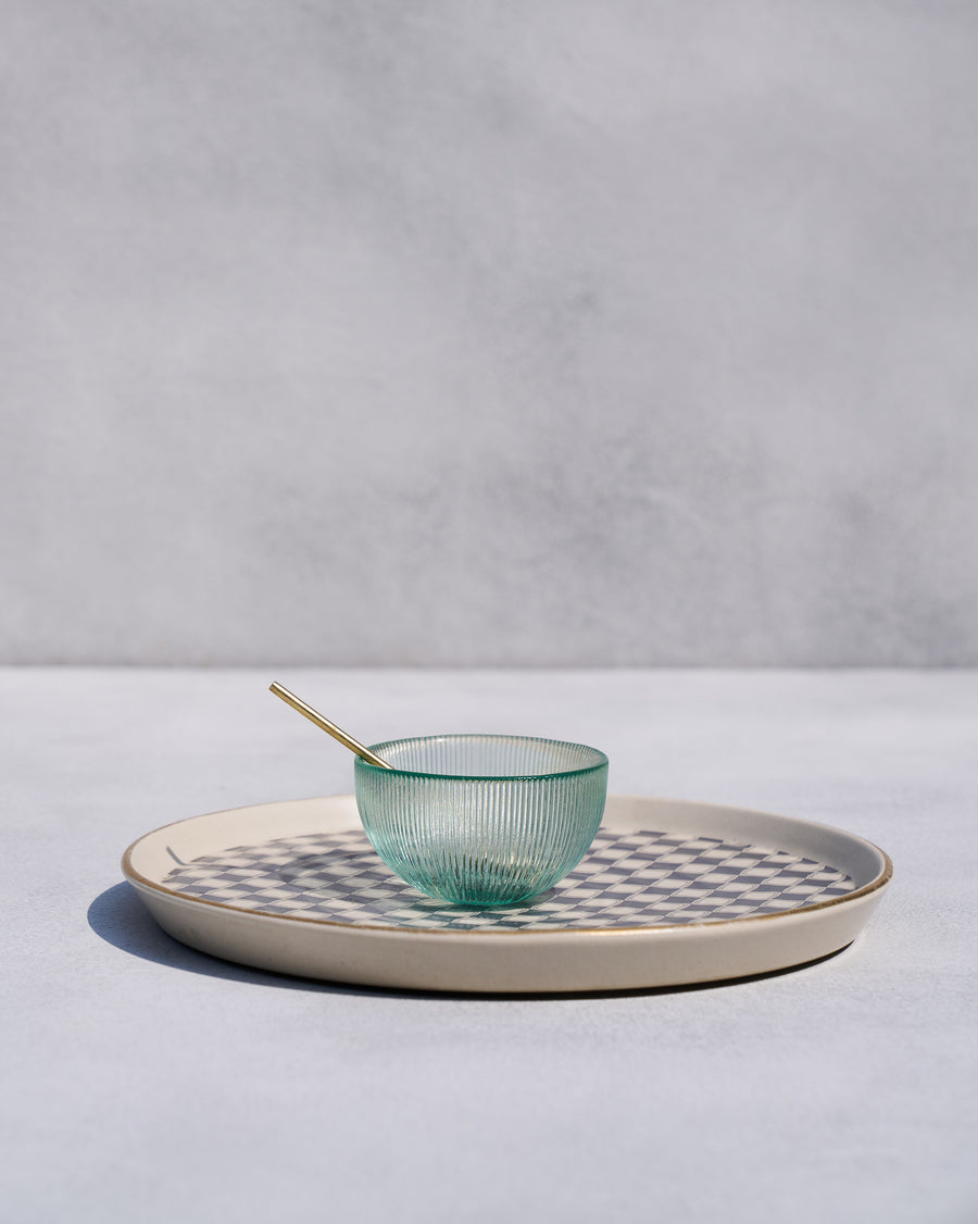 The Fez Chip & Dip Platter with its glass bowl and spoon.