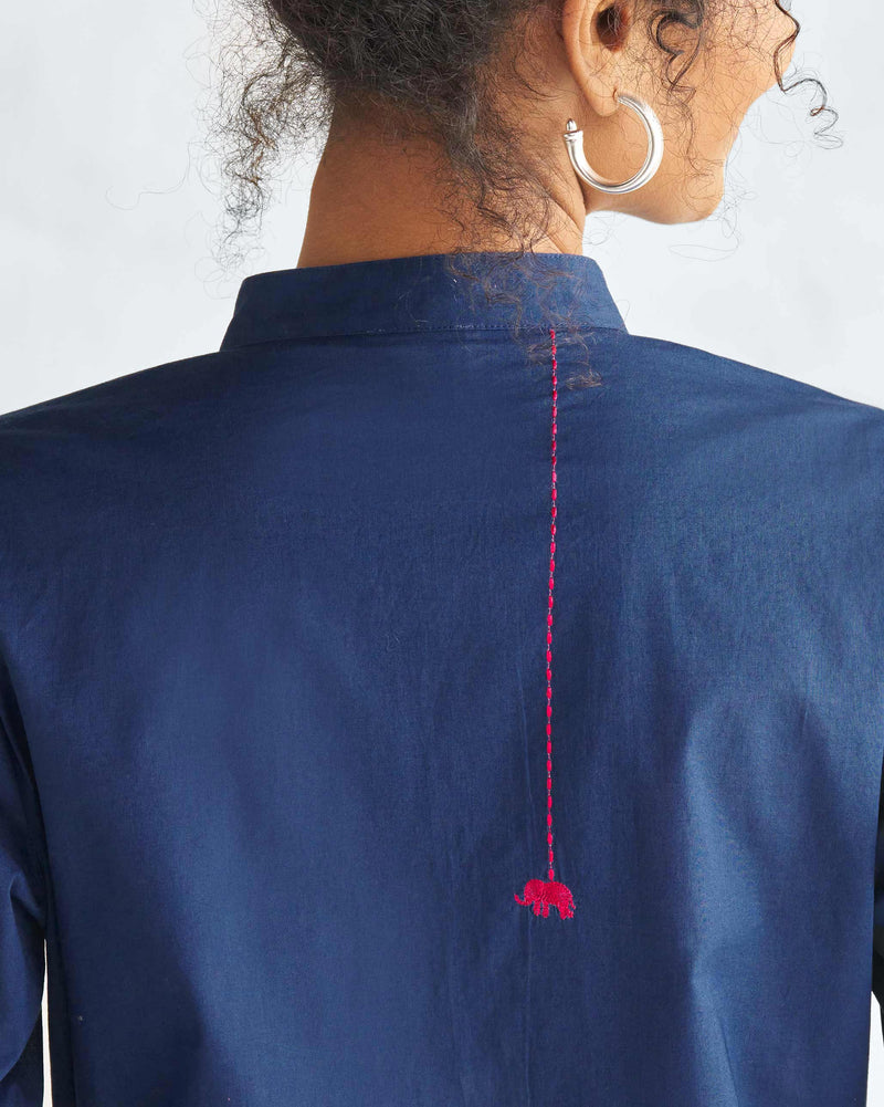 Basic Mid Length Kurta - Indigo