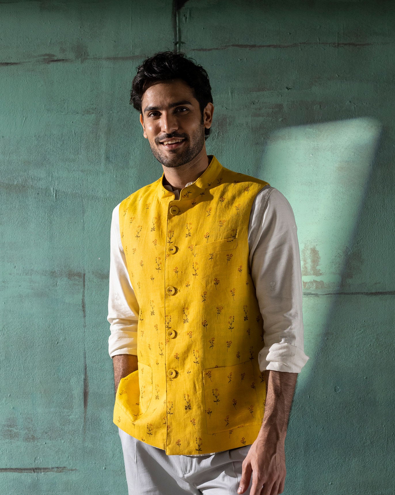 Jodhpur Nehru Jacket - Yellow