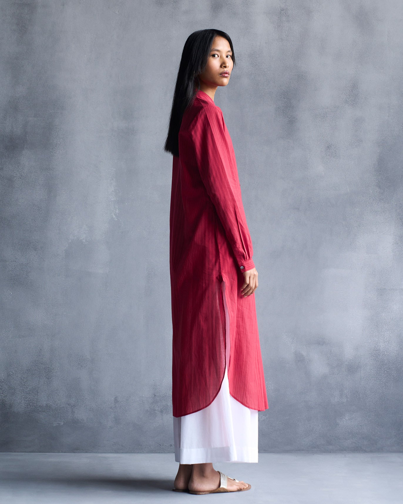 Basic Long Length Kurta - Red