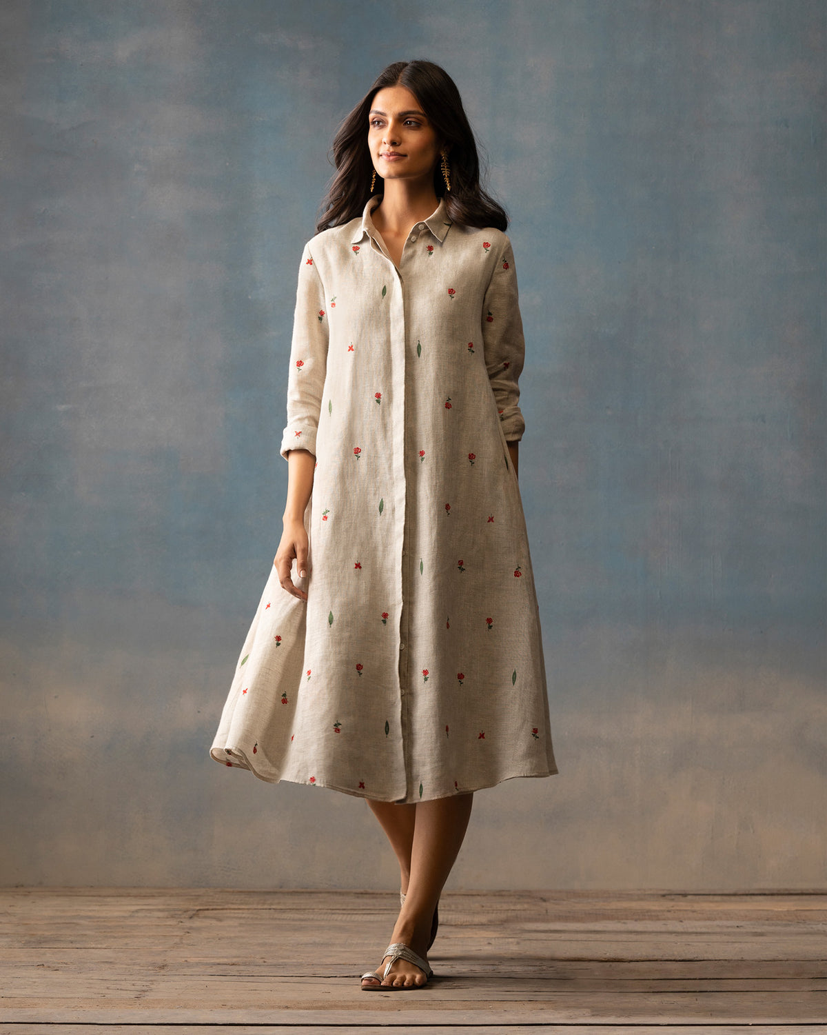 Button Front Dress - Natural