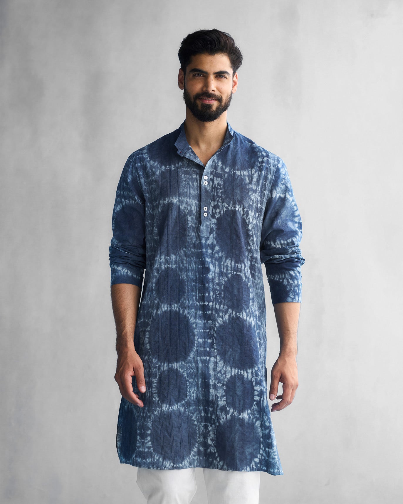 Long Pleated Kurta - Indigo