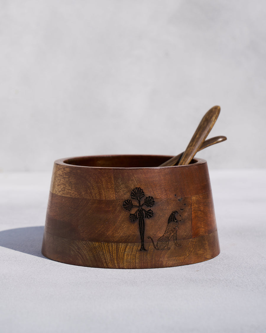 The Bara Salad Bowl with spoons inside.