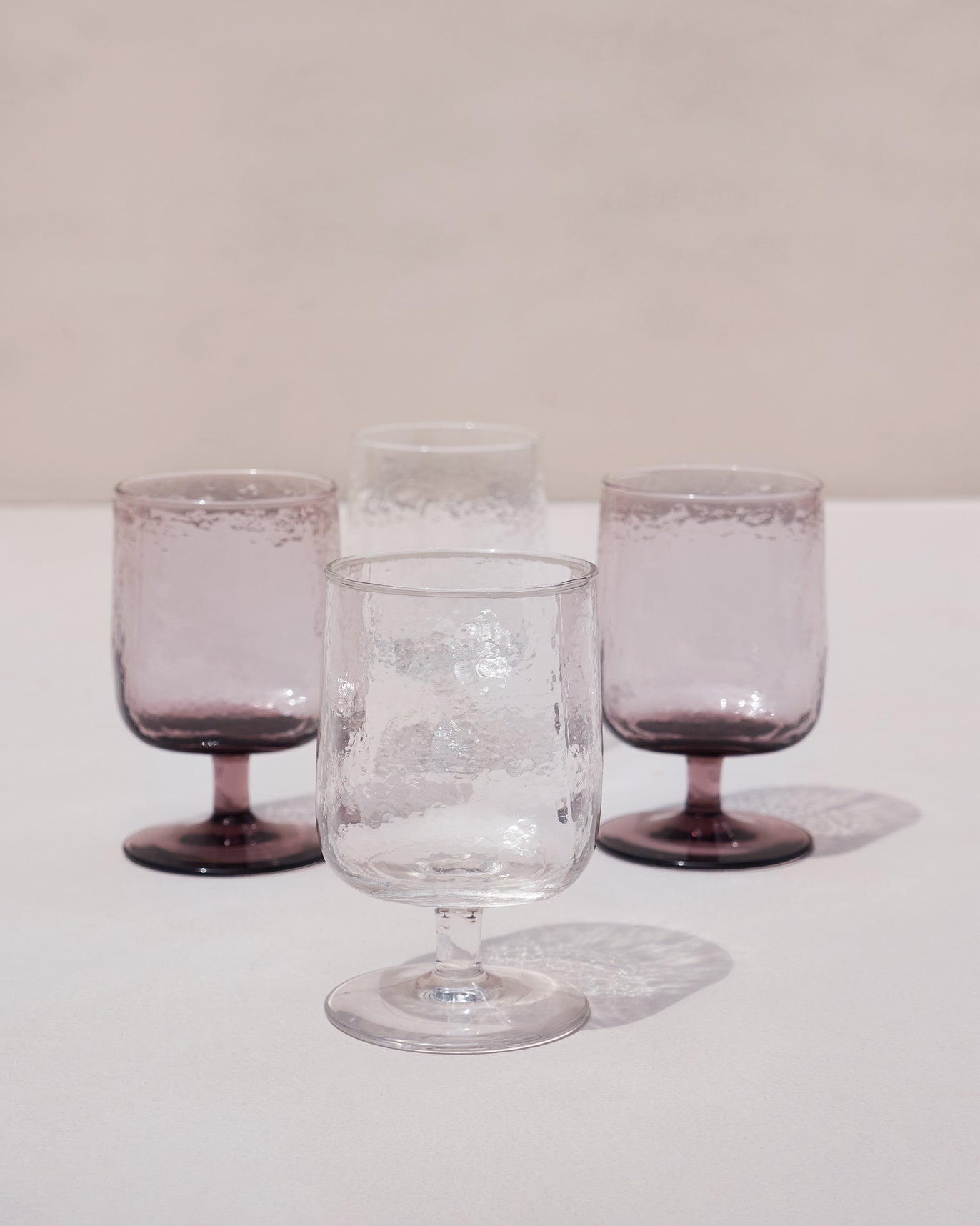 Marina Wine Goblet - Clear & Amethyst (Set of 4)