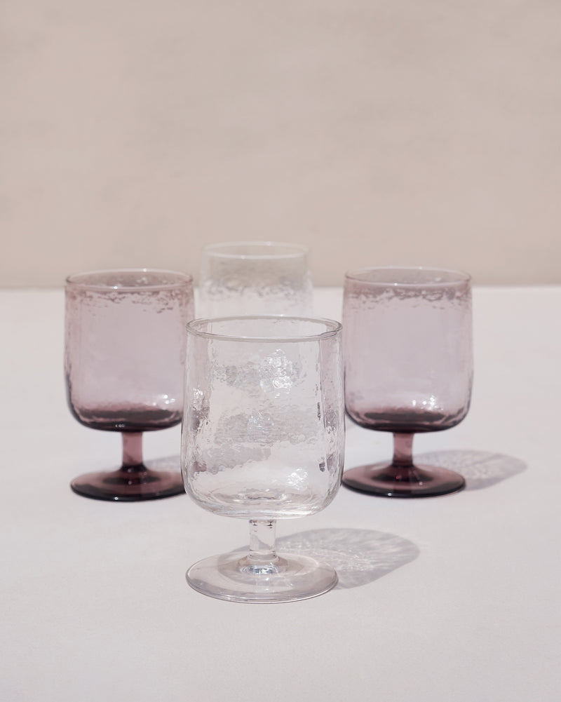 Marina Wine Goblet - Clear & Amethyst (Set of 4)