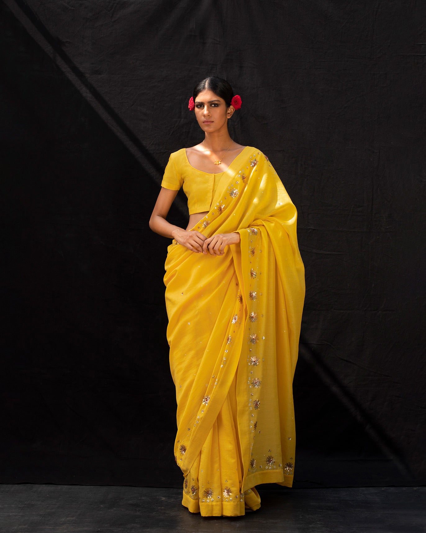Galaxy Sari- Yellow & Gold