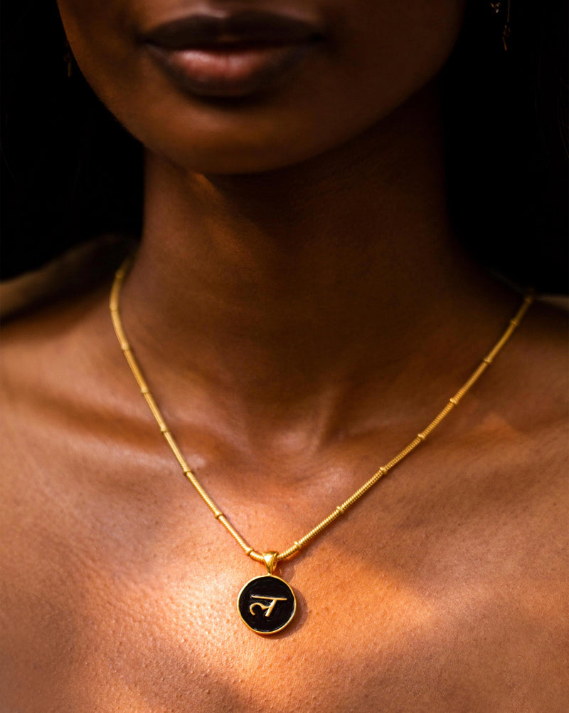 Alphabet L Charm- Black & Gold