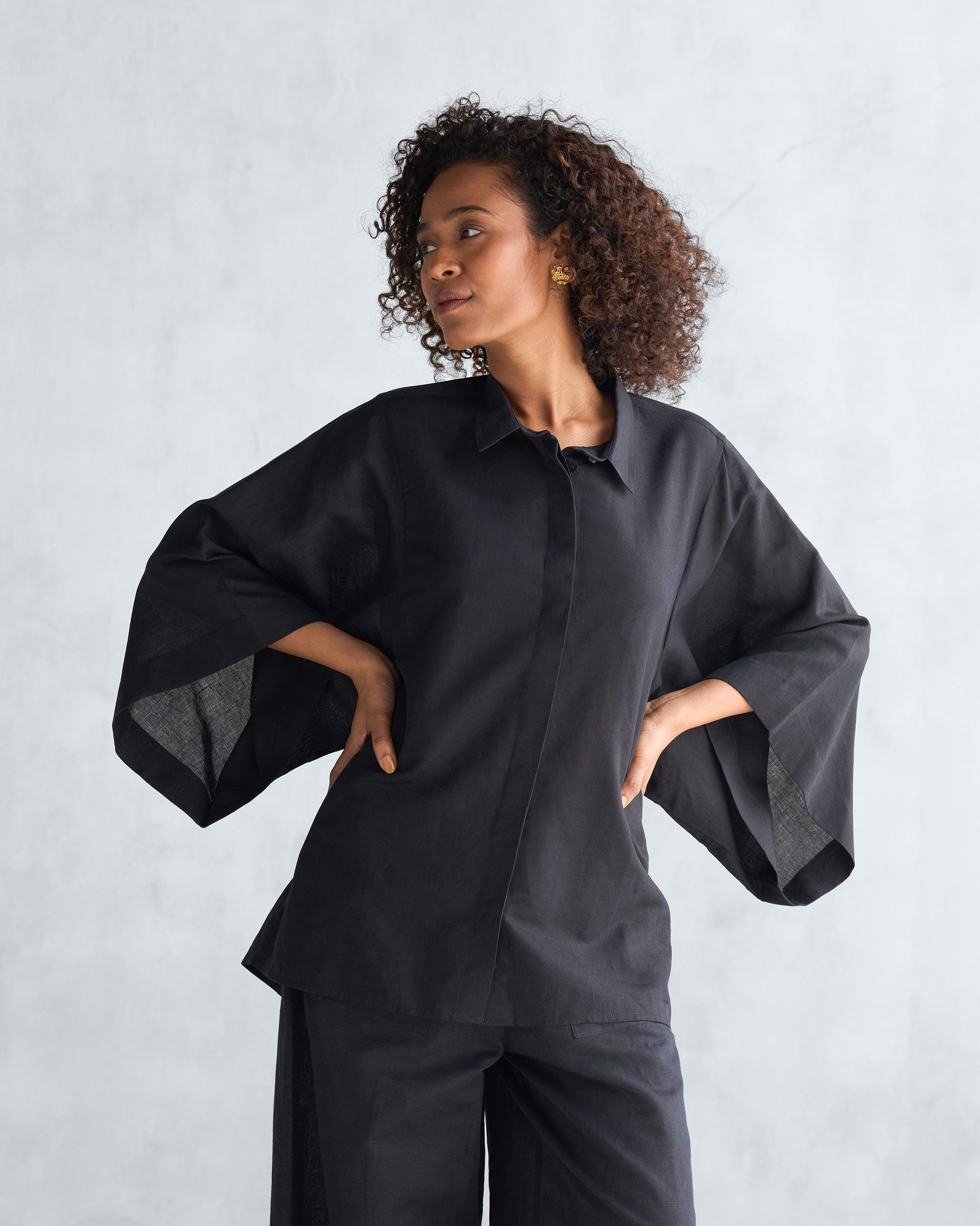 Drop Armhole Shirt - Black