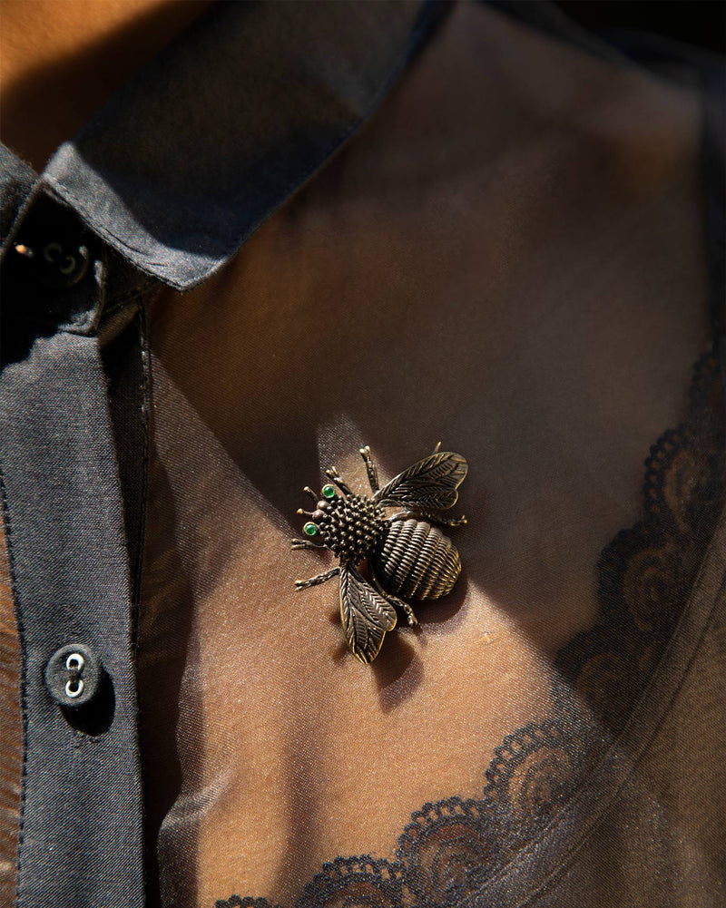Bee Brooch - Antique Brass