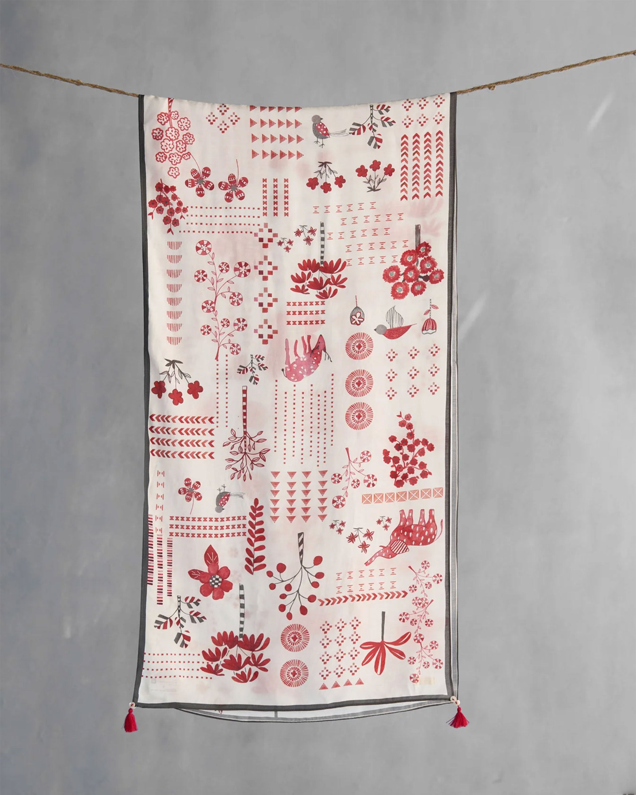 Sugato Scarf - Red & White