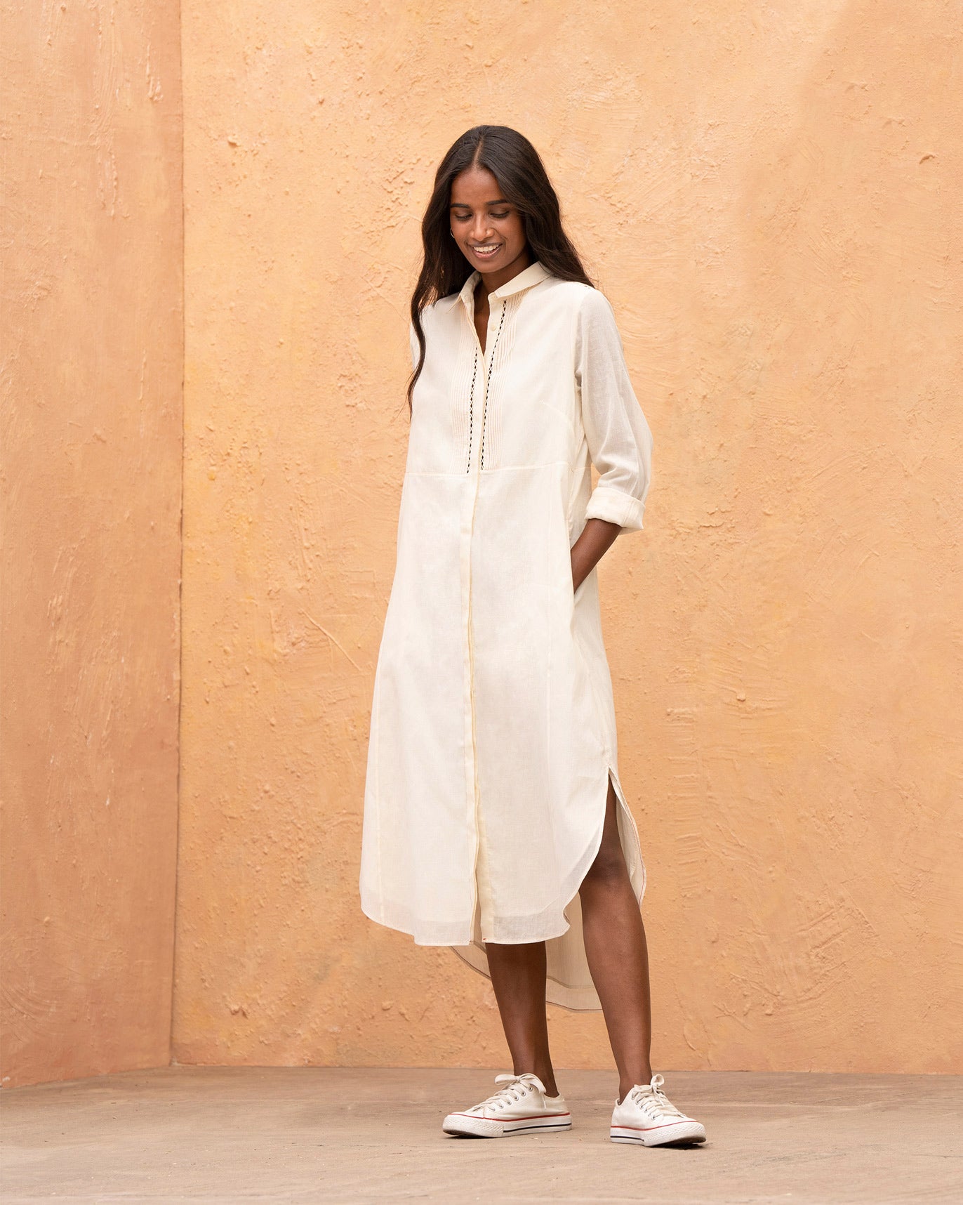 Pintuck Dress - Ivory