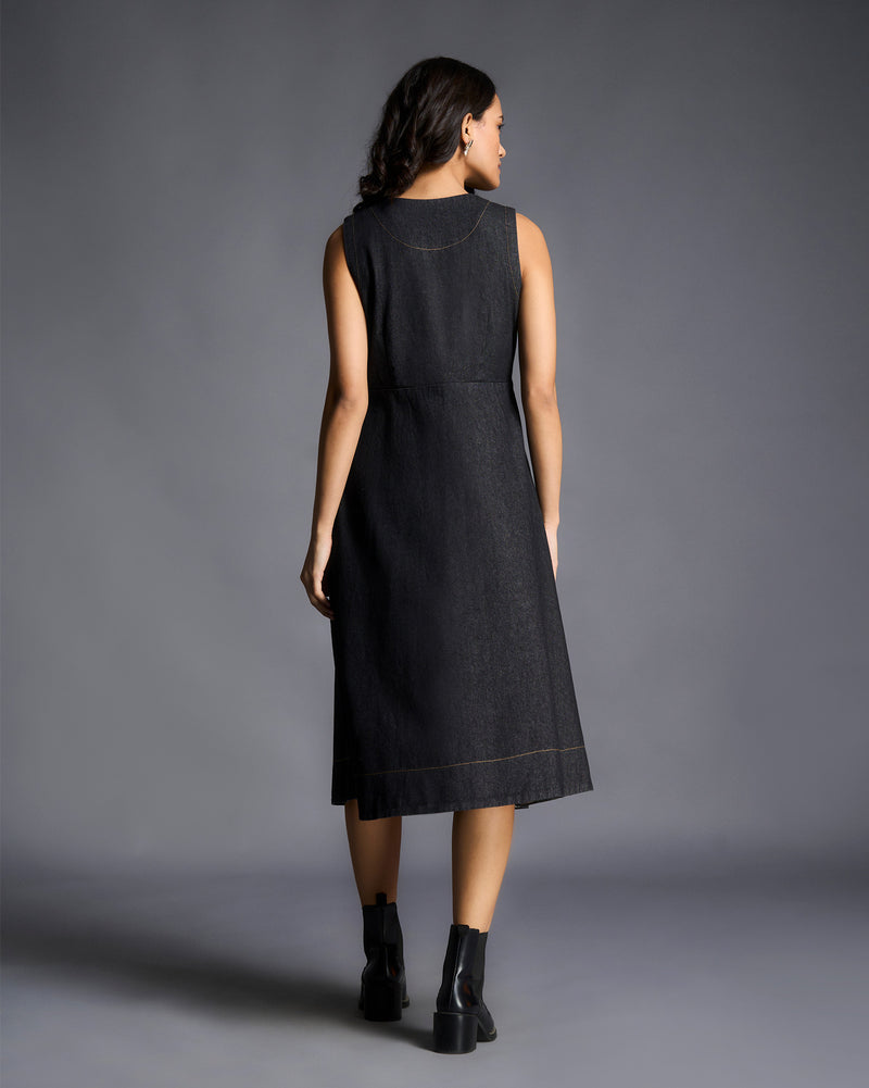 Celeste Overlap Dress - Charcoal